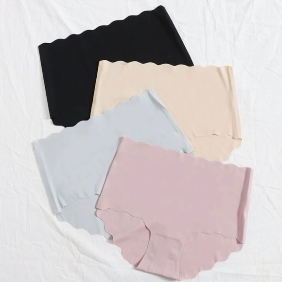 4pack No Show Invisible Scallop Trim Panty Set - Picture 3 of 6